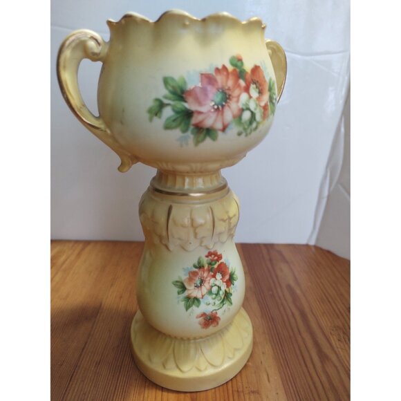Antique Vase Double Handled Floral Hand Painted & Gilded Austrian Porcelain 7.5” - Picture 7 of 11